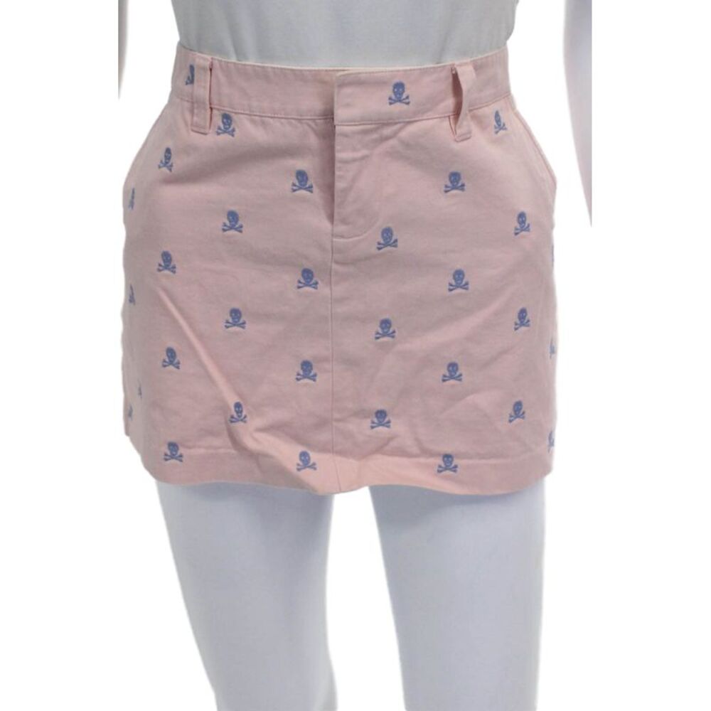 Ralph Lauren Rugby Womens Pink Geometric Skull Mini Skirt Cotton Size 4
